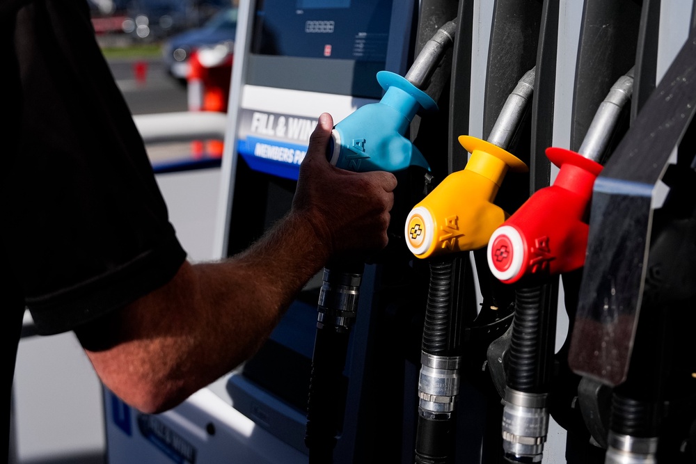 A customer picks up a petrol pump at the first LMCT+ petrol station on 23 April 2026 in Melbourne, Australia (Getty)