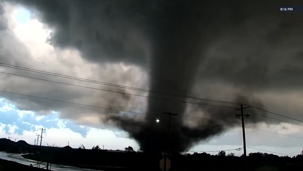 Tornado crosses a highway in Enid, Oklahoma (AP)