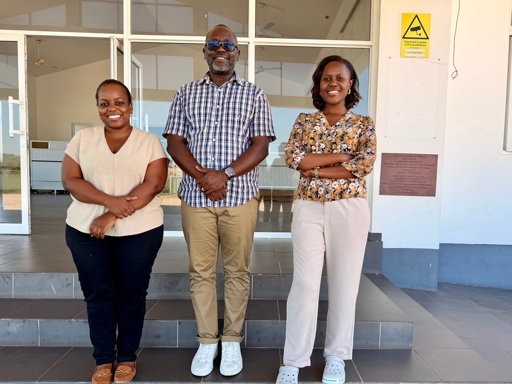 Angela Gwakisa, Maxmillian Mpina and Aina-Ekisha Kahatano, research scientists overseeing vaccine trials in Tanzania (Nick Ferris)