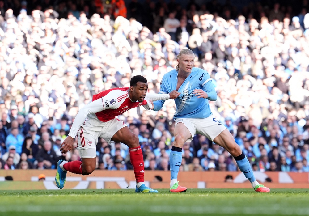 Erling Haaland was given some rough treatment against Arsenal (Martin Rickett/PA) (PA Wire)