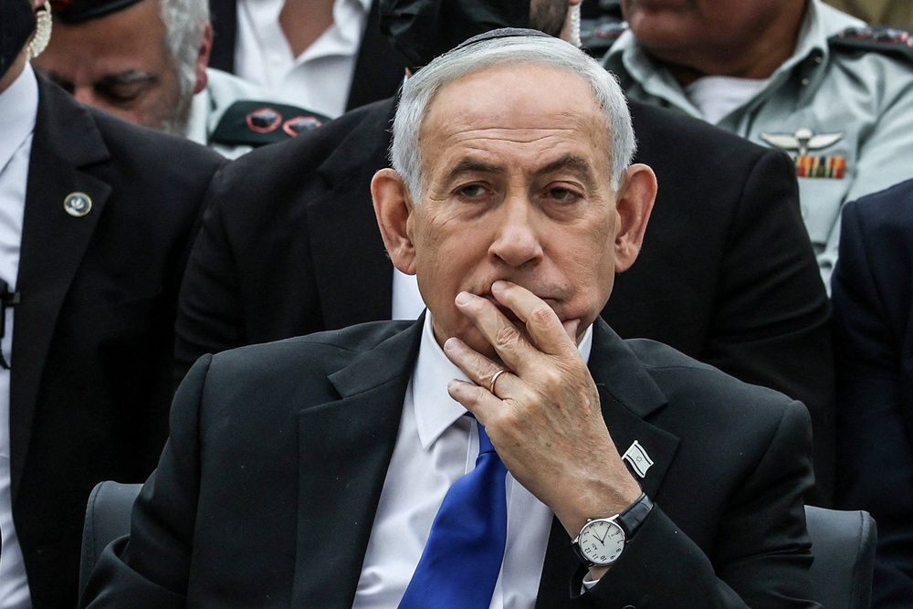 Israeli prime minister Benjamin Netanyahu in Jerusalem on 21 April (Reuters)