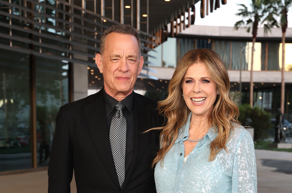 Wilson with Hanks at the Los Angeles County Museum of Art’s opening gala for the David Geffen Galleries, earlier this month (Getty)