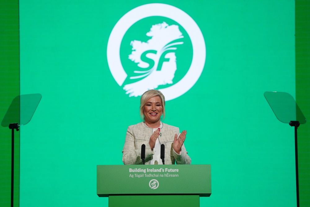 Michelle O’Neill addresses the Sinn Fein Ard Fheis (Brian Lawless/PA) (PA Wire)