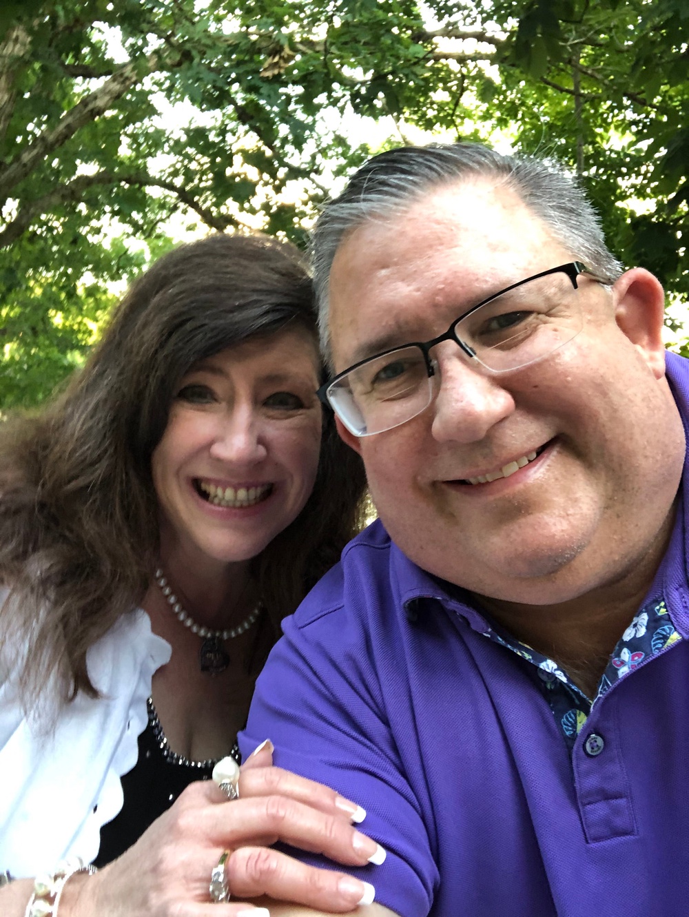 ‘She broke down into tears … I can’t even begin to articulate my emotions about how I felt when I discovered the real price of the drug and her response to me telling her about it,” Randy said, describing the moment he told his wife Debbie that imatinib was available for less than $40 (Debbie and Randy Rhodes)