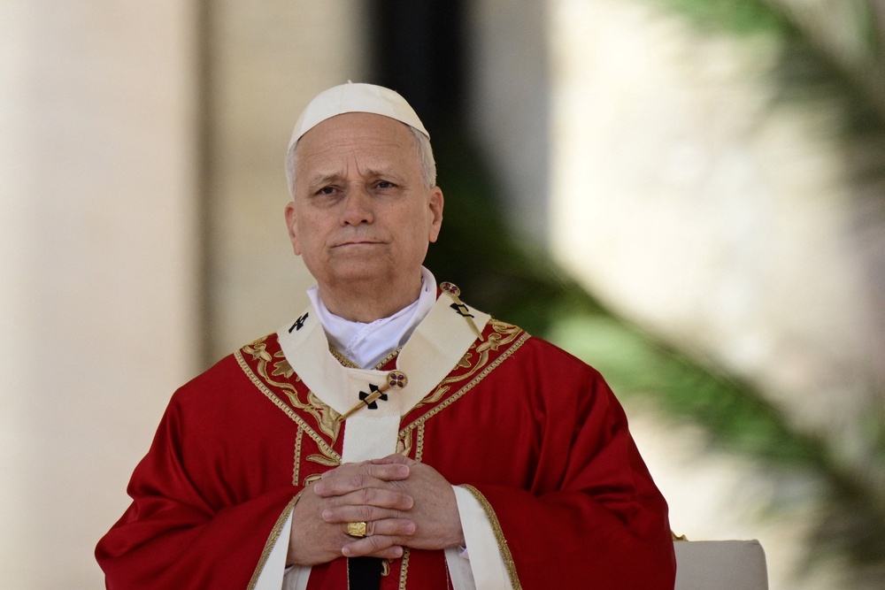 Pope Leo XIV leads a mass for Palm Sunday (AFP via Getty)