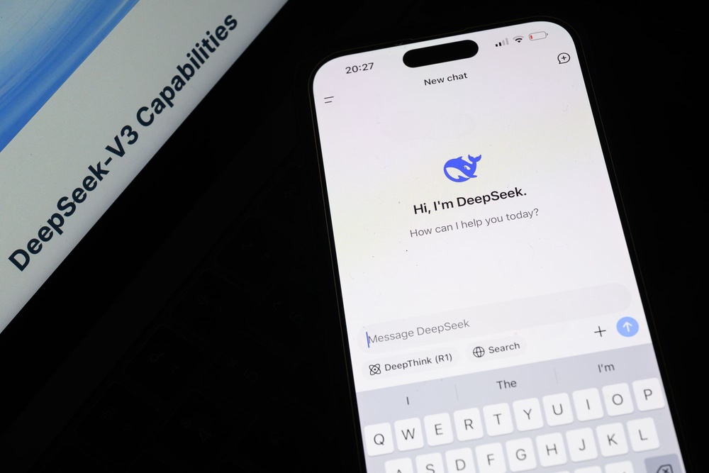 DeepSeek search page is displayed on a mobile phone (Getty)