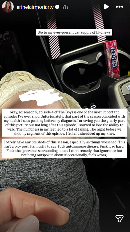 Erin Moriarty says she hurt herself several times while shooting for ‘The Boys’ (Instagram/Erin Moriarty)
