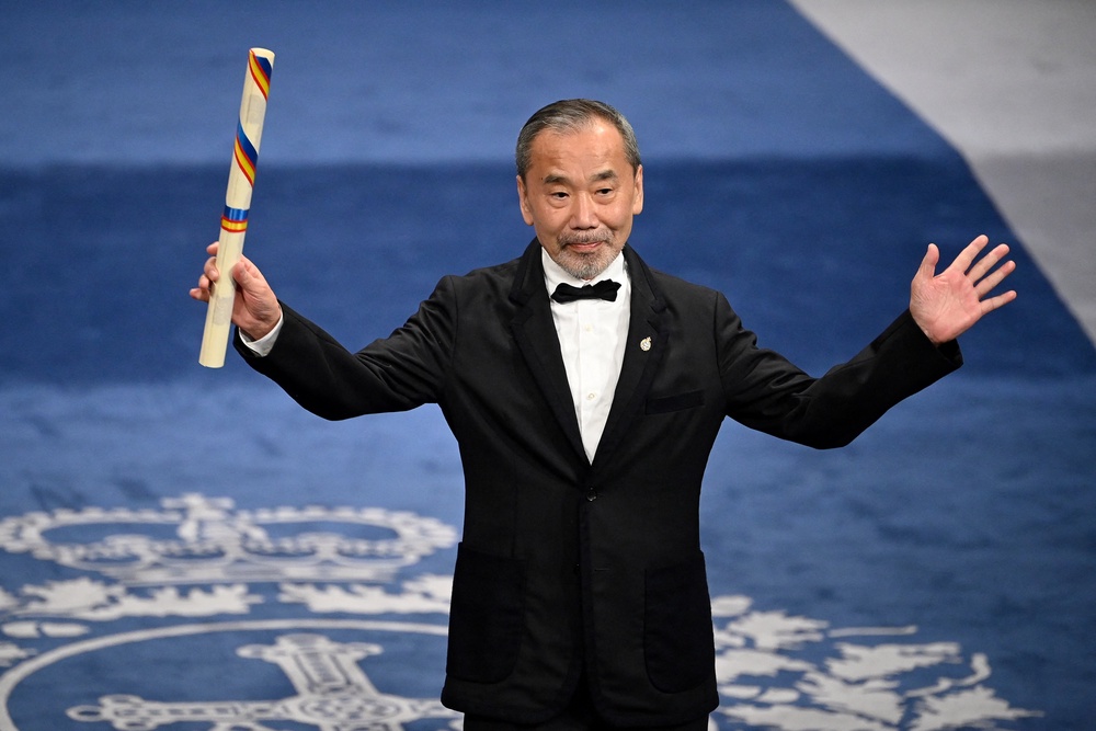 Haruki Murakami after receiving the 2023 Princess of Asturias Award for Literature in Oviedo (AFP via Getty Images)