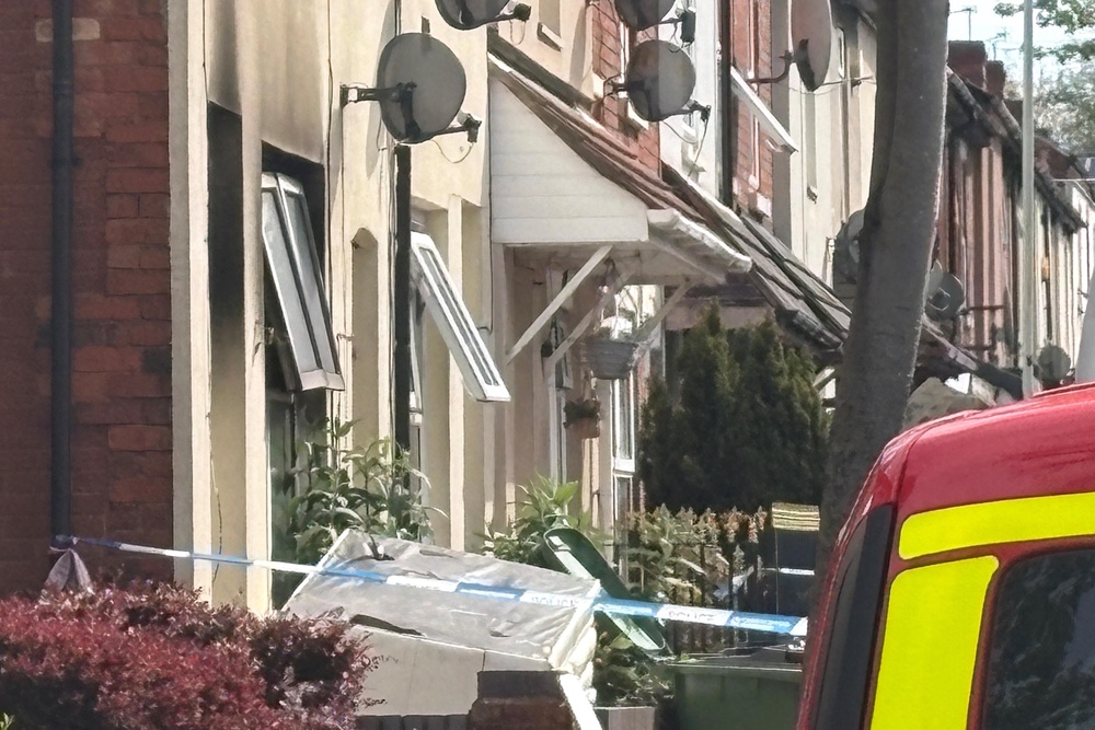 The scene in Wolverhampton after two young children died in a house fire (Matthew Cooper/PA) (PA Wire)