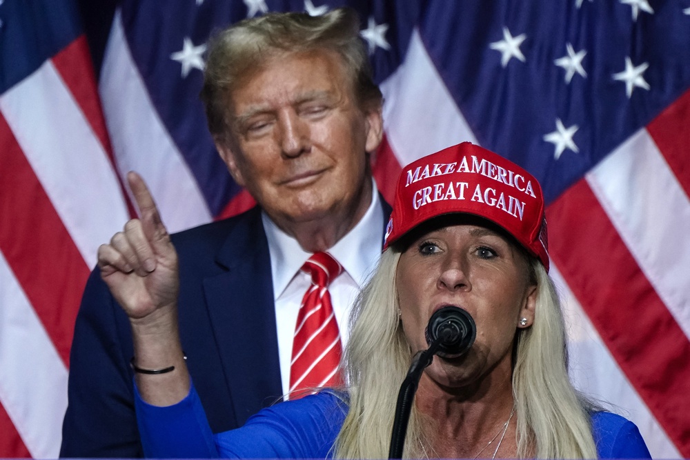 Greene was once one of Trump’s strongest supporters, but resigned from Congress in January, citing frustration with the political establishment and ongoing personal attacks (AFP via Getty Images)