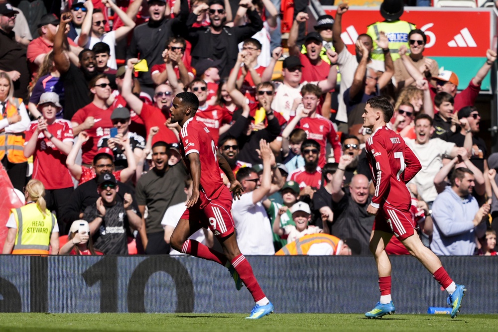Alexander Isak could belatedly celebrate a league goal for Liverpool at Anfield (PA Wire)