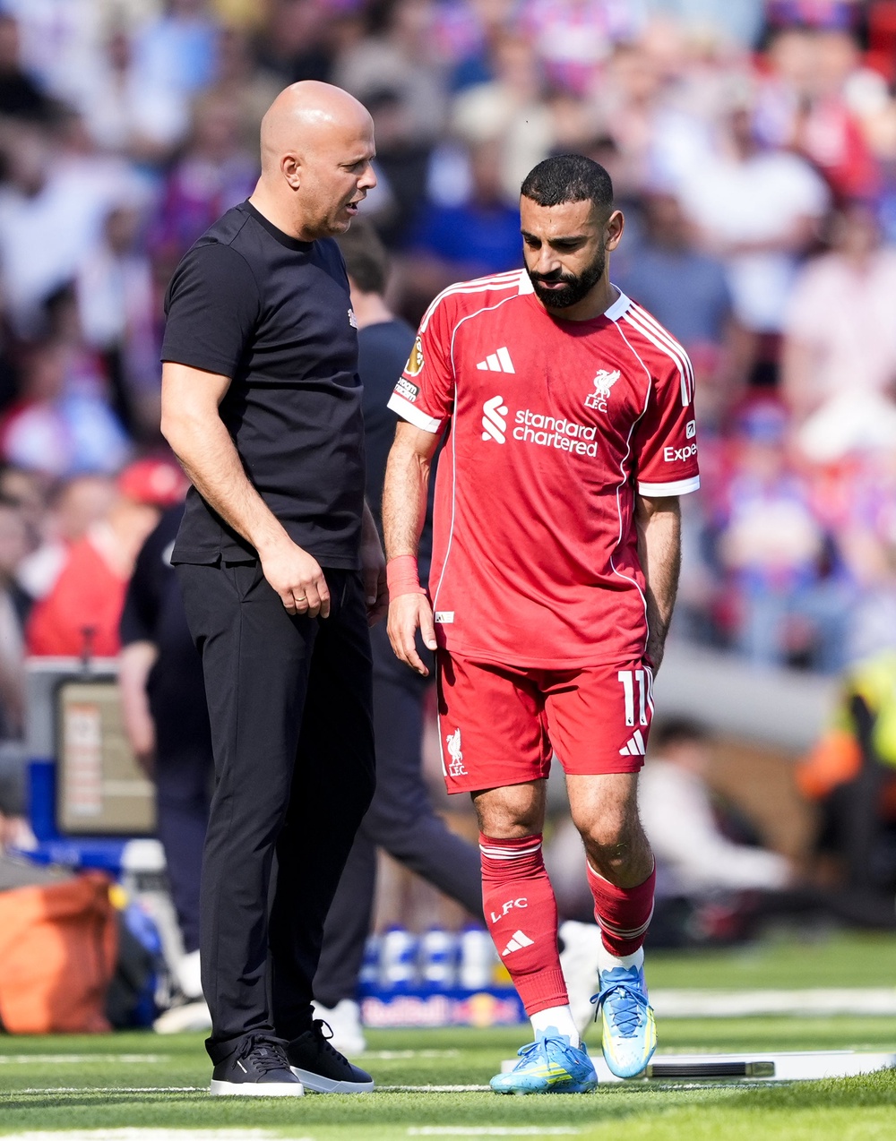 Liverpool’s Mohamed Salah left the field with an apparent hamstring issue (Peter Byrne/PA) (PA Wire)