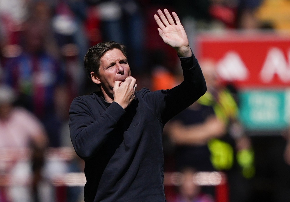 Crystal Palace manager Oliver Glasner, pictured, defended Daniel Munoz (Peter Byrne/PA) (PA Wire)