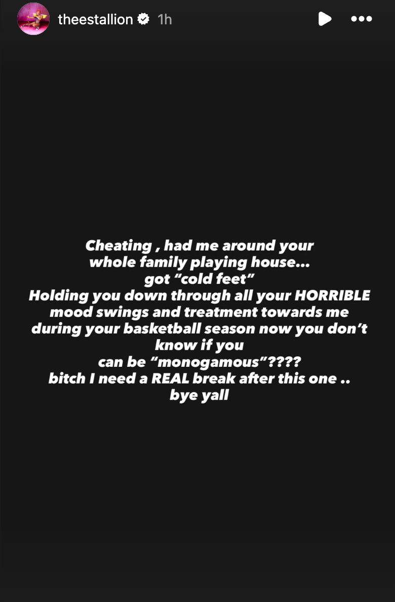 Megan Thee Stallion seemingly accused Klay Thompson of having ‘horrible mood swings’ during their relationship (@theestallion / Instagram)