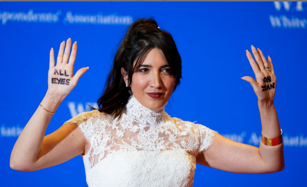 Suzanne Kianpour, the founder of media company Helmet to Heels, sought to remind attendees of the ongoing war in Iran (Getty)