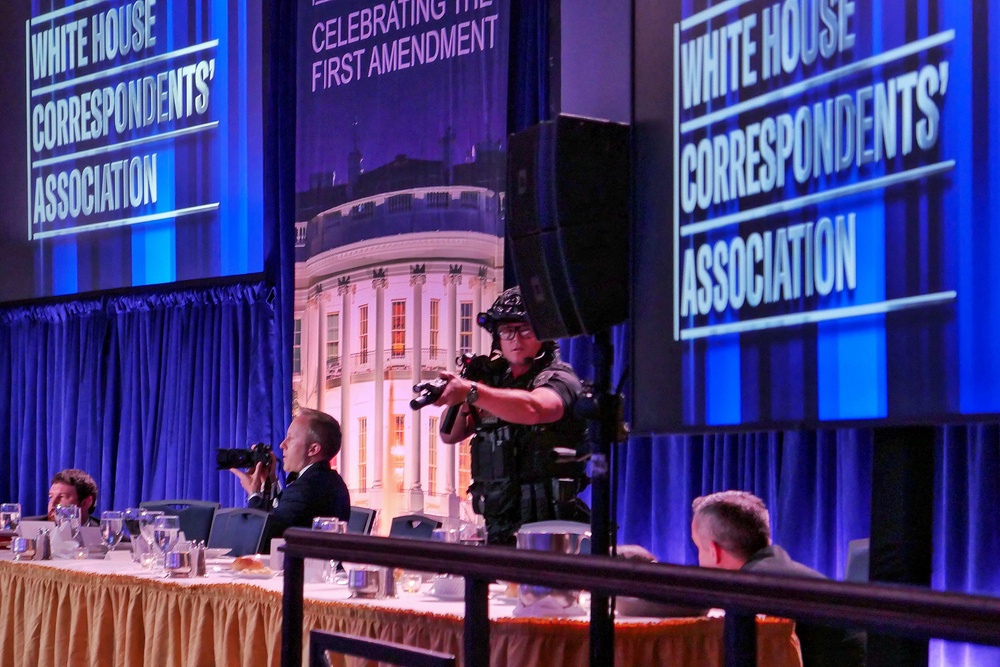 Senior Trump administration officials who attended the White House Correspondents’ Dinner were rushed from the scene after gunshots rang out (Getty)