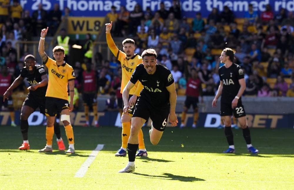 Joao Palhinha netted Tottenham’s late winner at Wolves (Nick Potts/PA) (PA Wire)
