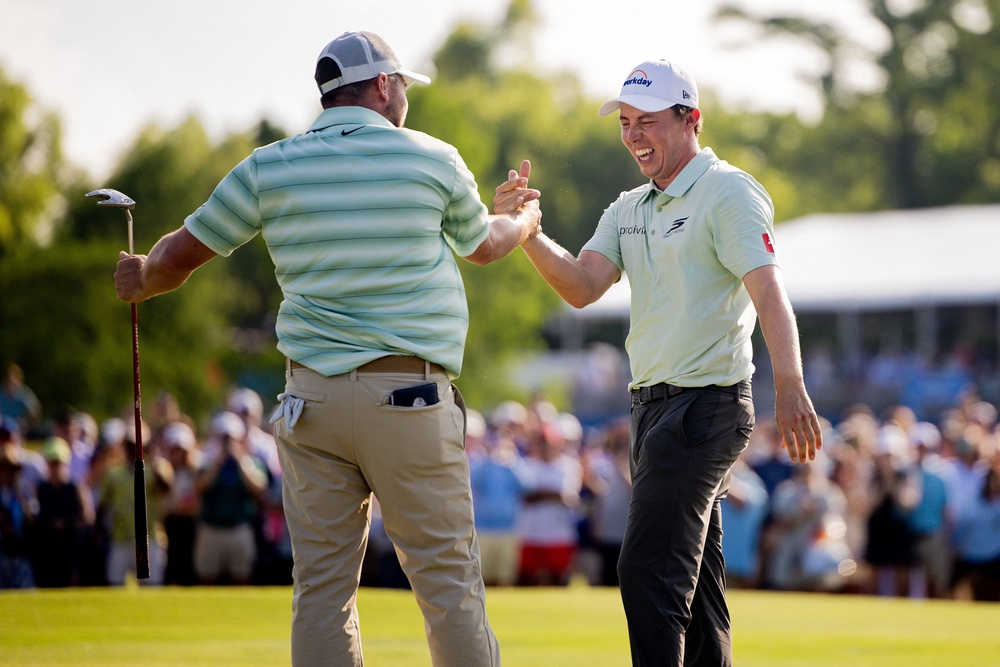 Alex Fitzpatrick (left) has earned his ticket to the PGA Tour after winning the Zurich Classic with brother Matt (Reuters)