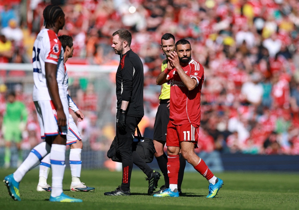 Salah suffered a hamstring injury against Crystal Palace (Reuters)