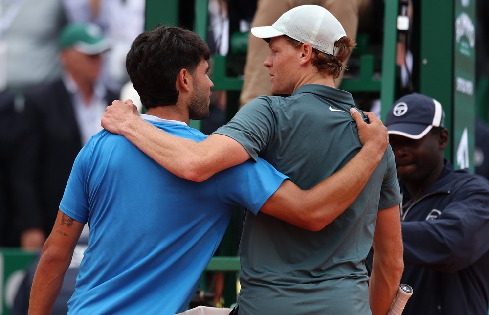 Sinner defeated Alcaraz in the Monte Carlo final before the Spaniard suffered his wrist injury at the Barcelona Open (Getty)
