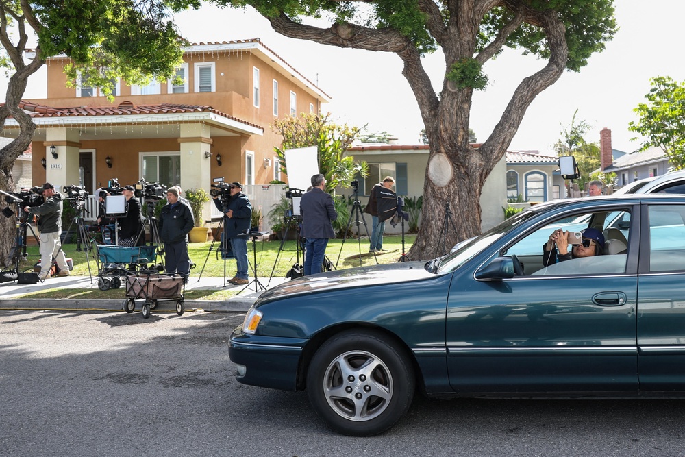 Members of the media stationed across the street from the home associated with the man accused of storming the White House Correspondents’ Dinner with firearms (AFP/Getty)