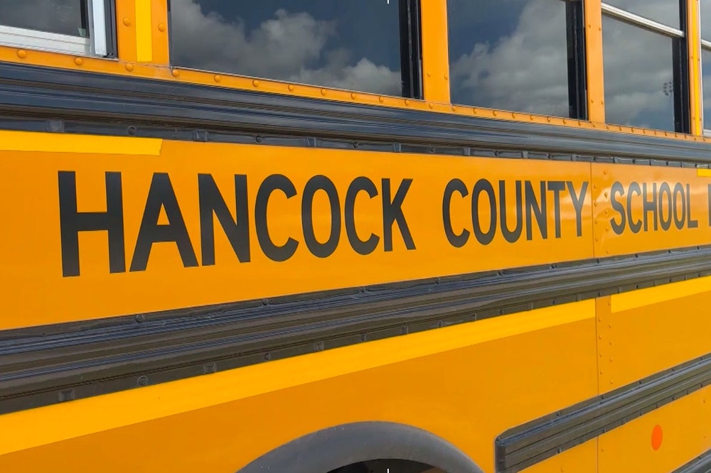 A Hancock County School District bus in Hancock County, Mississippi (AP)