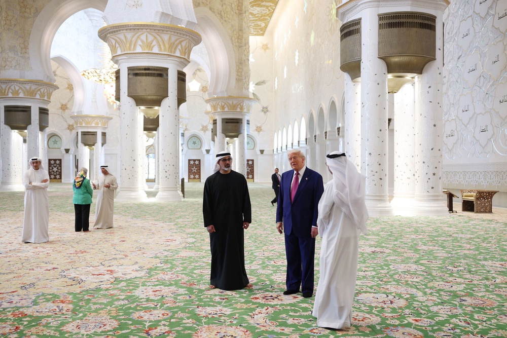 Donald Trump, seen here in May 2025, touring the Sheikh Zayed Grand Mosque in UAE (Getty)