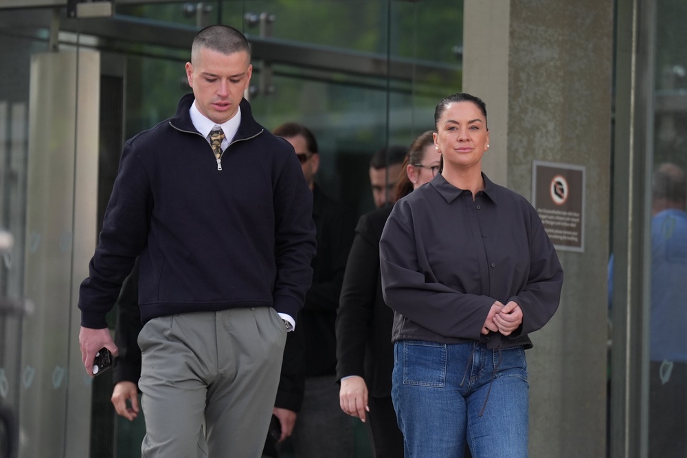 Daughter and son of Noel Kirwan outside the Criminal Courts Of Justice in Dublin (Niall Carson/PA) (PA Wire)