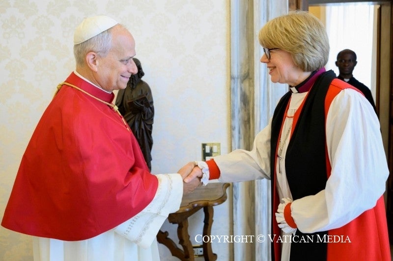 Pope Leo held an audience with the Archbishop of Canterbury Dame Sarah Mullally at the Vatican (Vatican Media/PA) (PA Media)