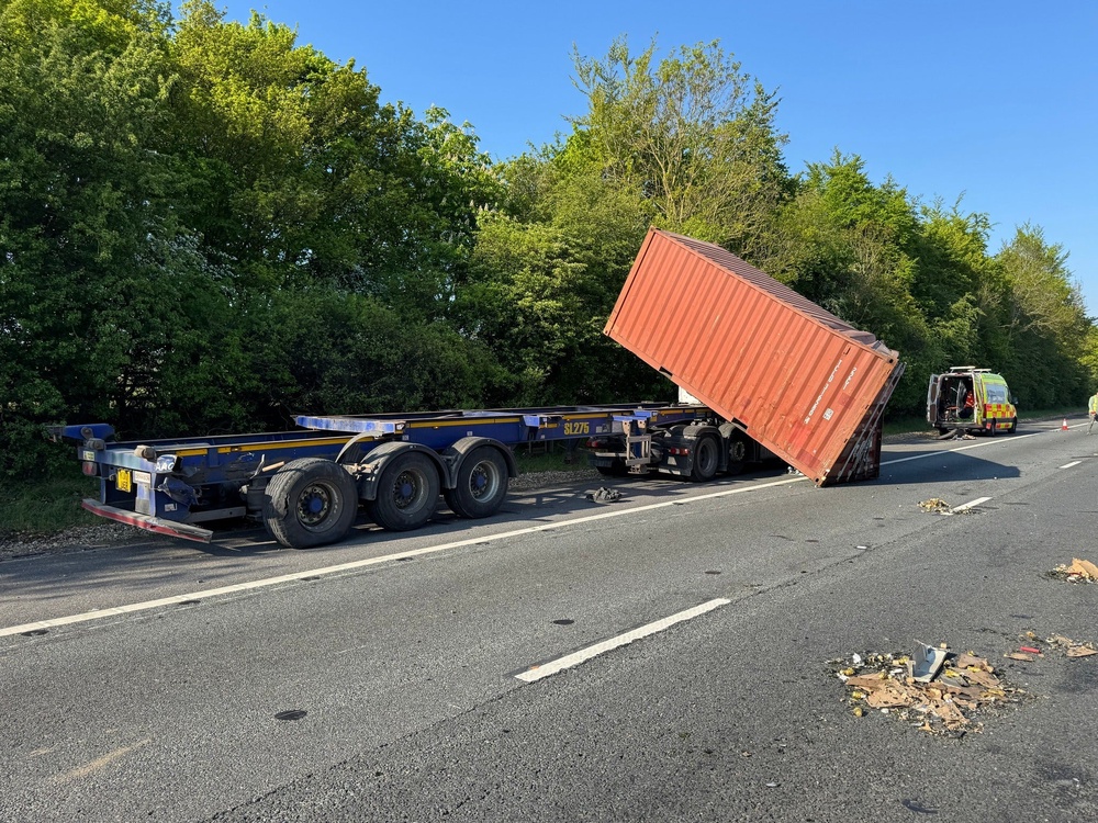 One of the HGVs involved in the crash (Thames Valley Police/PA) (PA Media)