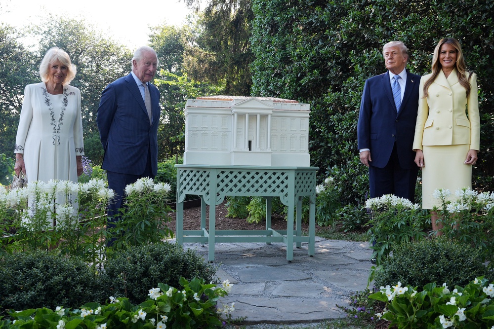 The Trumps show King Charles and Camilla, supporters of beekeeping, the White House beehive on the South Lawn during the first day of their state visit (AFP/Getty)