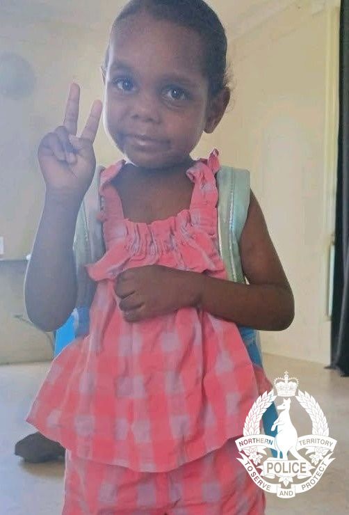 Sharon, a five-year-old resident of Alice Springs, was last seen by her family when she was being put to bed (Handouts/Northern Territory Police)