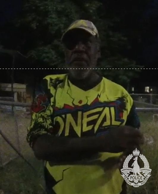 A photo from the bodycam footage shows Lewis at the camp (Handouts/Northern Territory Police)