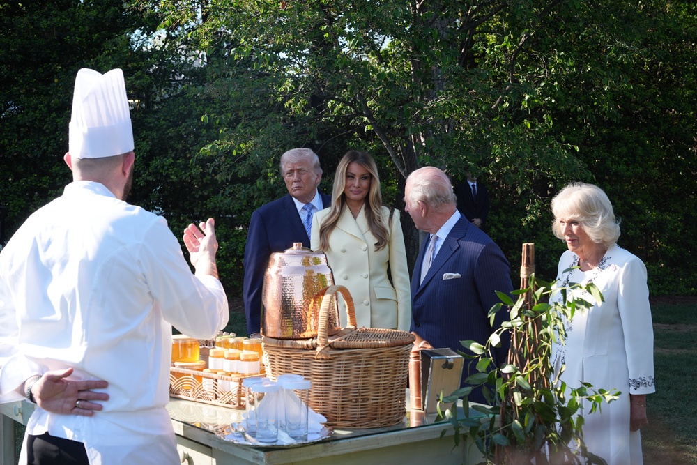 Donald and Melania Trump welcomed the royals to the White House (Getty)