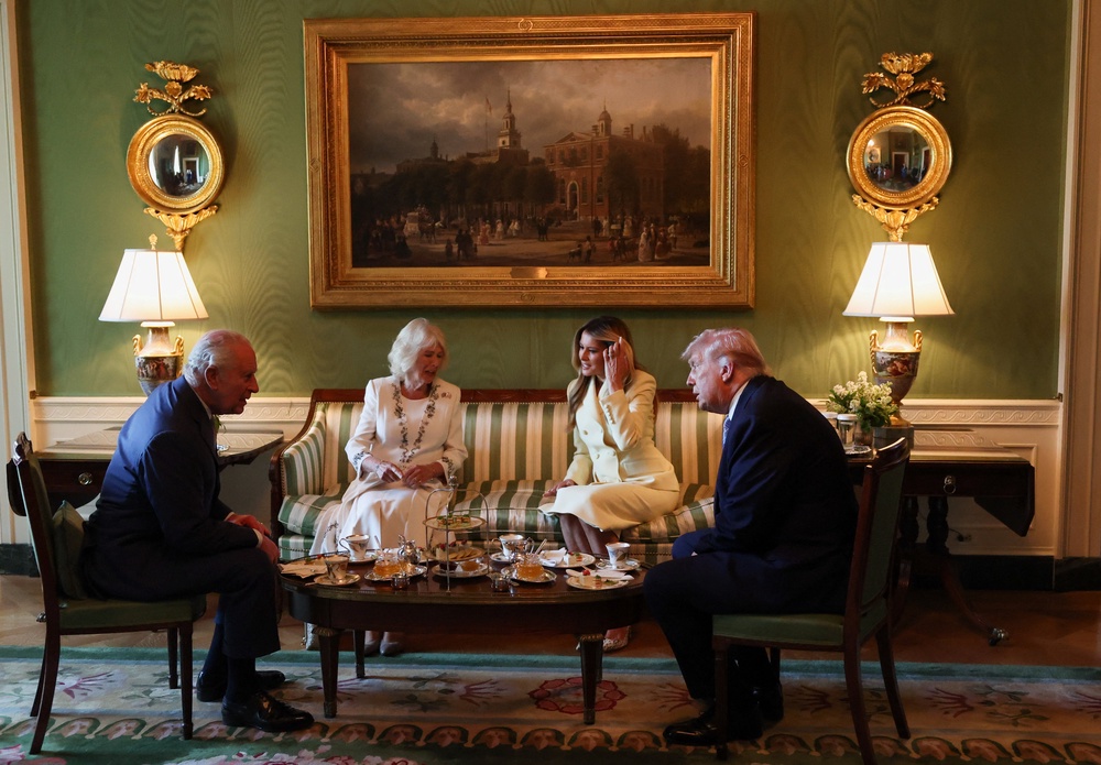 President Donald Trump and first lady Melania Trump host King Charles III and Queen Camilla for tea (Getty)