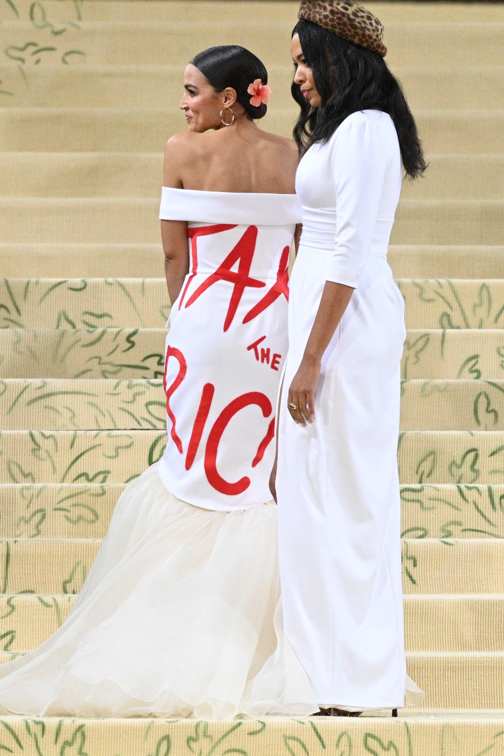 Alexandria Ocasio-Cortez’s “Tax the Rich” dress (Alamy/PA)