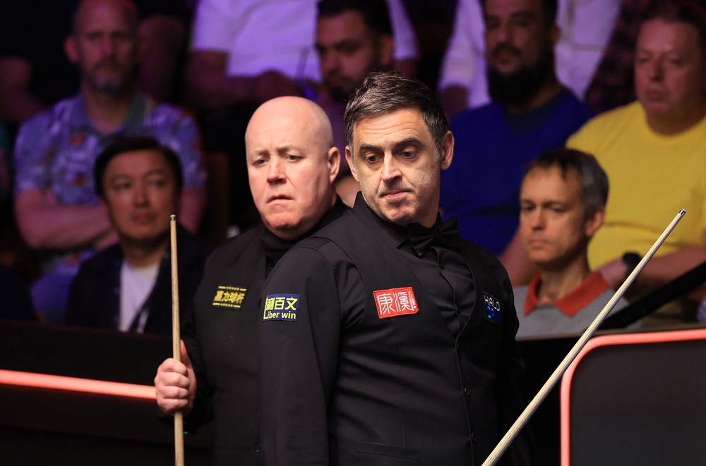Ronnie O’Sullivan was knocked out of the World Championship by John Higgins on Monday (PA Wire)