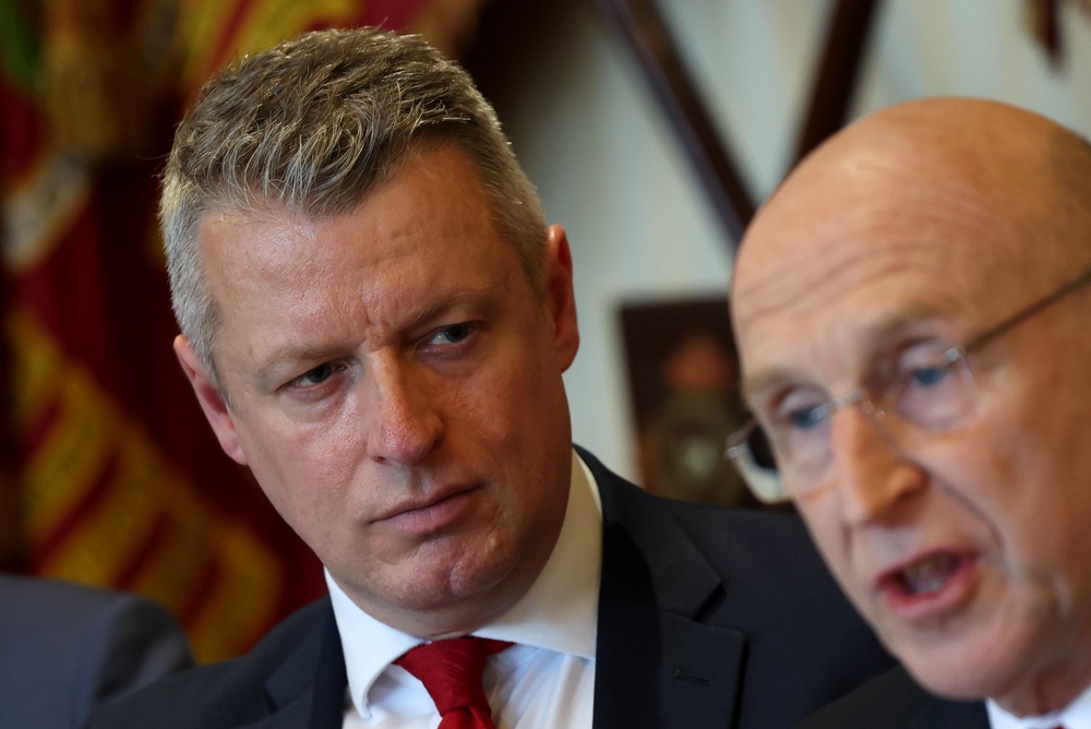 Luke Pollard (left) announced on Tuesday that the UK would no longer help people promised sanctuary here to flee the Taliban (Getty Images)