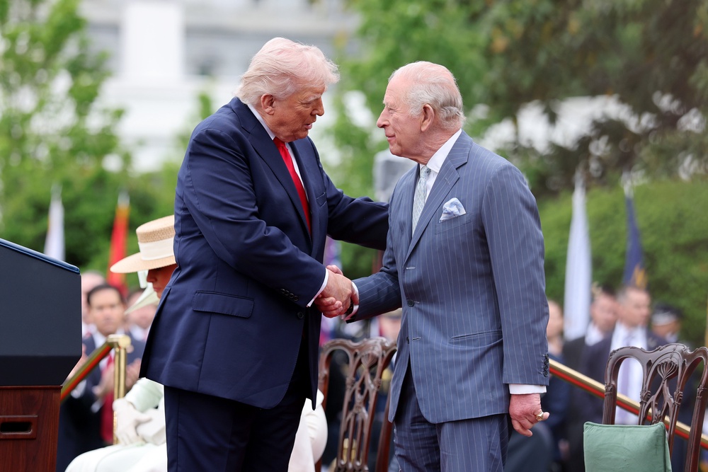 The King and the US president shake hands (Chris Jackson/PA) (PA Wire)