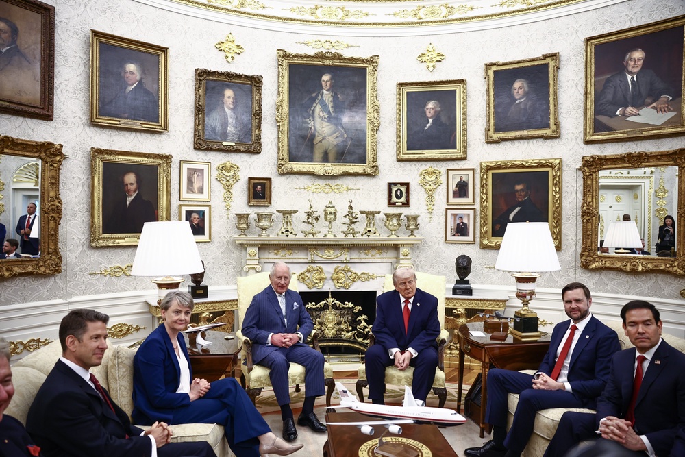 An Oval Office meeting between King and president (Henry Nicholls/PA) (PA Wire)