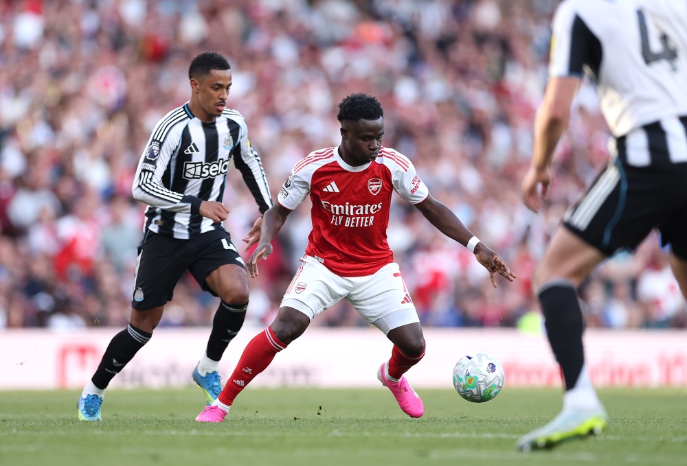 Bukayo Saka made his return from injury against Newcastle and is in the squad to face Atletico Madrid (Getty)