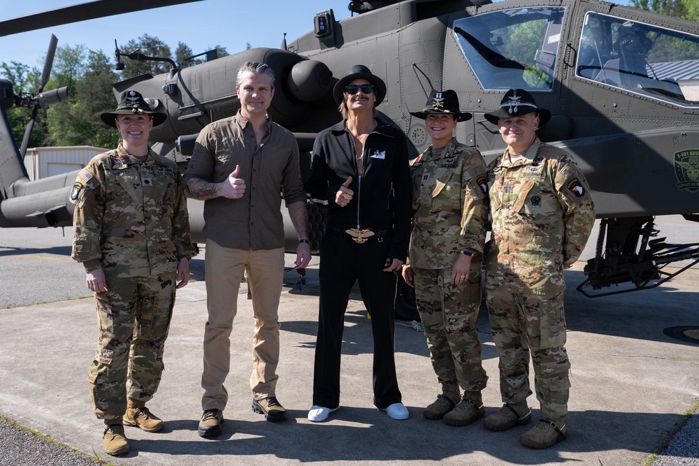Trump administration leaders have intervened on multiple occasions when military pilots were accused of unsafe stunts, including after Apache helicopters hovered just above the home of MAGA musician Kid Rock (U.S. Department of Defense via X)