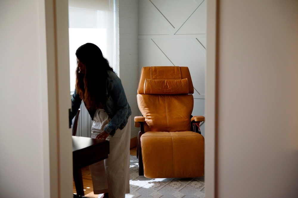 A chair is seen in a therapy room at a psychedelic therapy clinic (AFP via Getty Images)