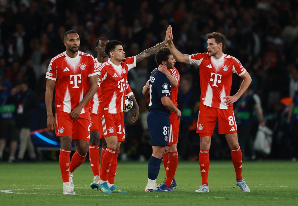 Dayot Upamencano and Luis Diaz scored late for Bayern to keep this Champions League tie in the balance for the second leg (Reuters)