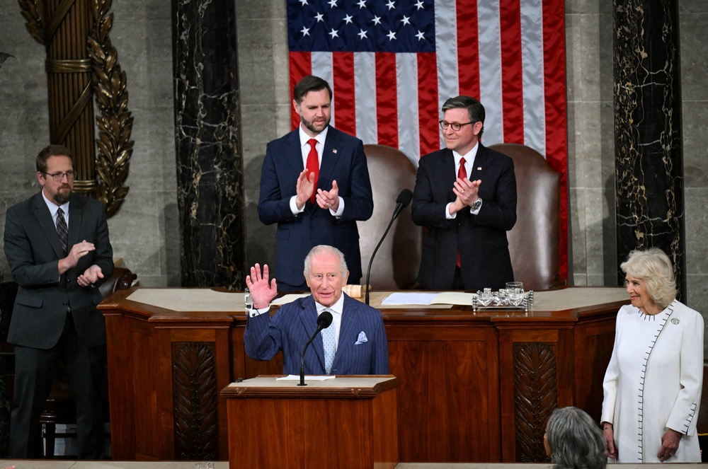 King Charles waves as he addresses a joint session of the U.S. Congress (Reuters)