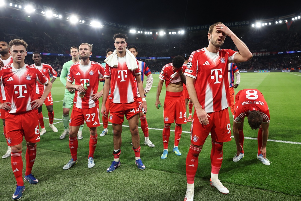 Bayern players looked disappointed despite dragging themselves back into the tie (Getty)