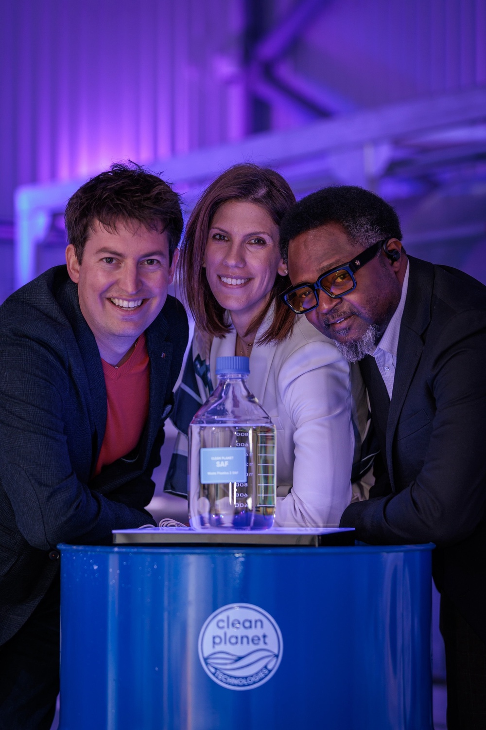 Bertie Stephens, Dr Katerina Garyfalou and Dr Andrew Odjo (Clean Planet Technologies)