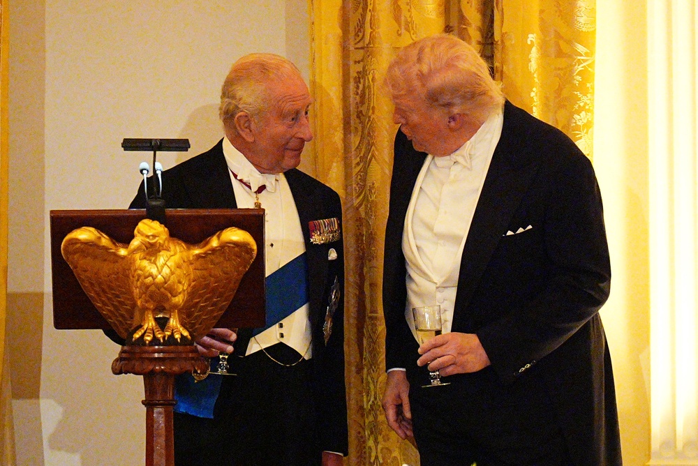 The King and Donald Trump at the state dinner (Aaron Chown/PA) (PA Wire)