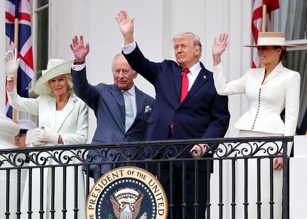 The royals and the Trumps on the Blue Room balcony at the White House (Chris Jackson/PA) (PA Wire)