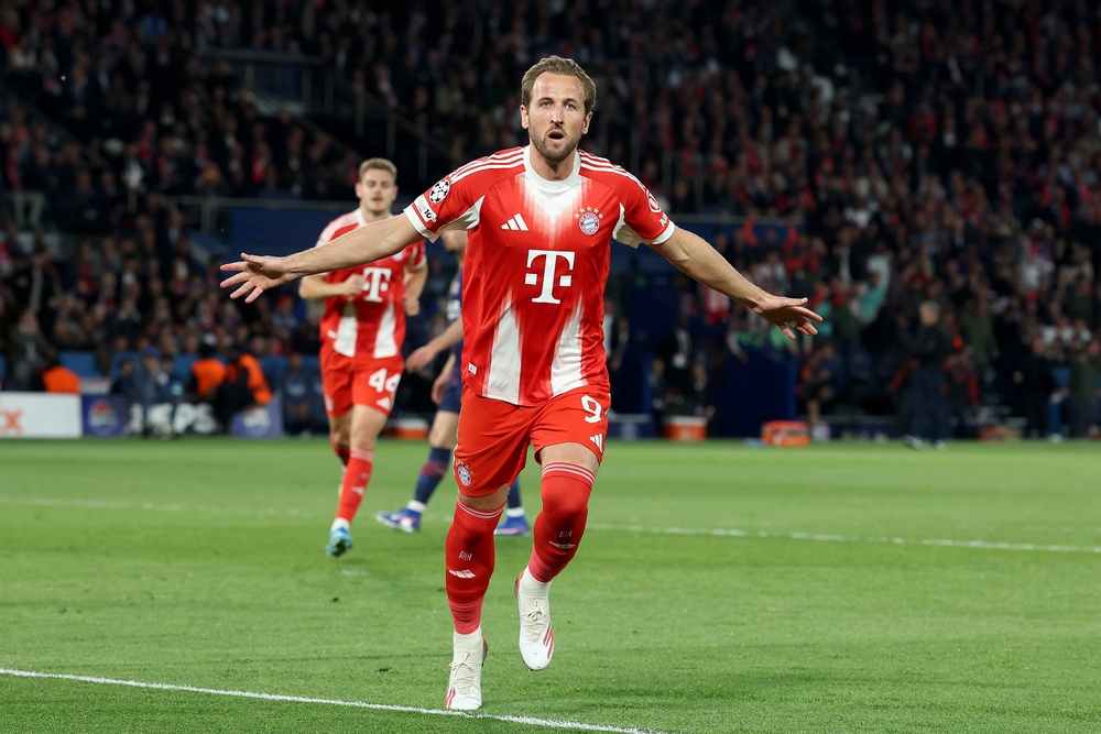 Harry Kane of FC Bayern Munich celebrates scoring (Getty)